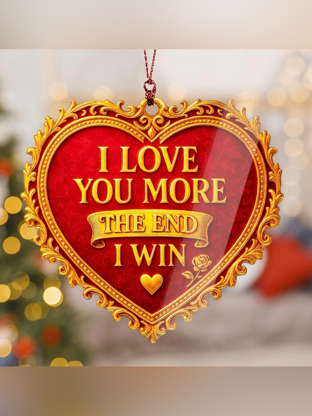 ✴️New✴️Gold & Red Heart Pendant - "I Love You More" (2/$10)